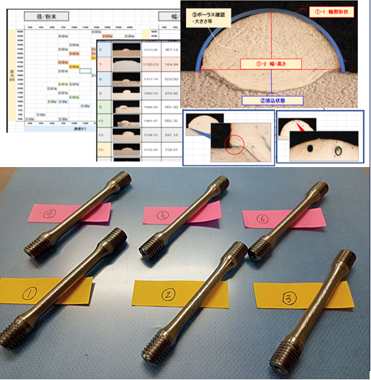 割断ブロックを金属顕微鏡 テストピース造形の画像